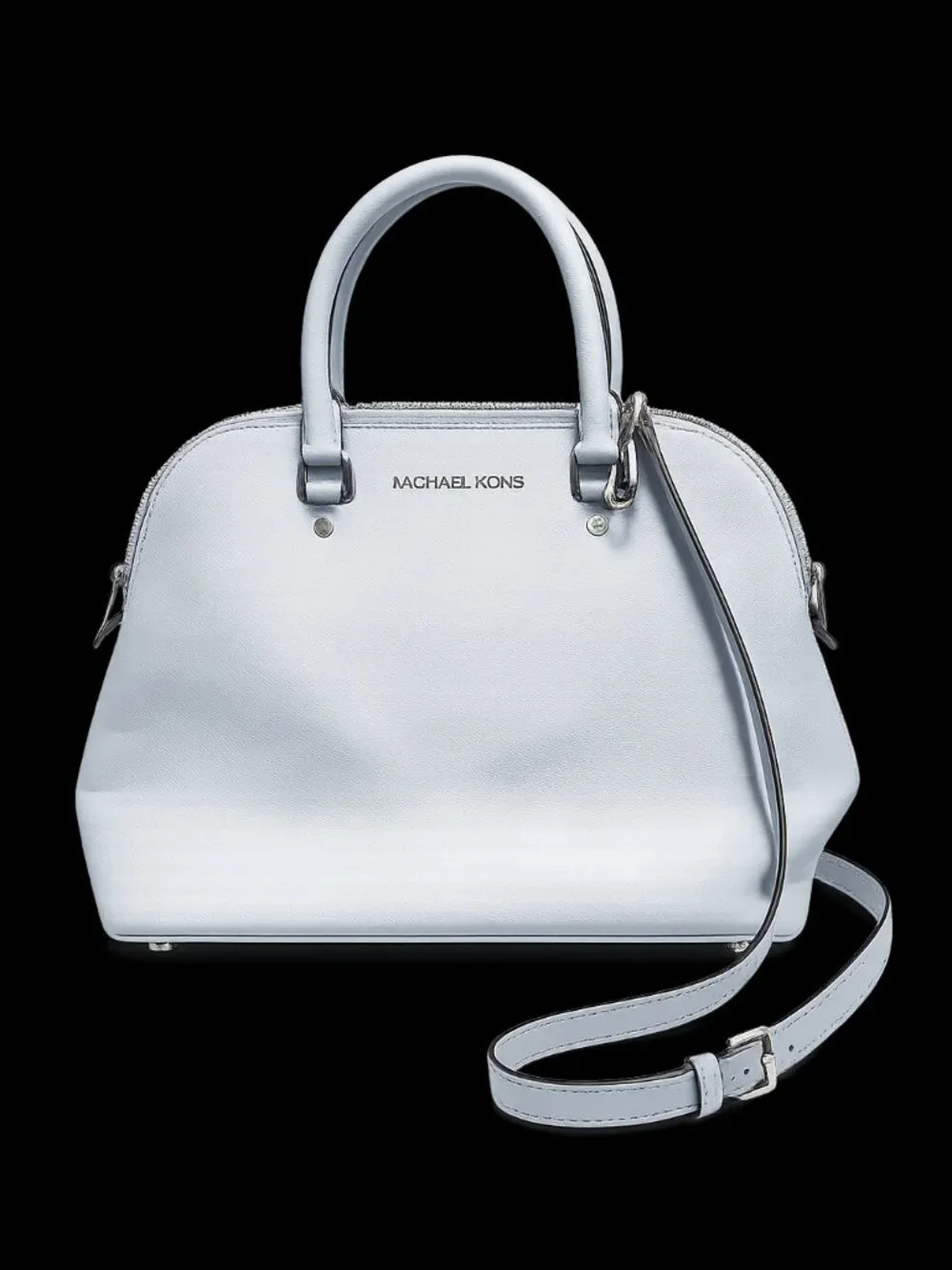 Michael Kors Pale Blue Saffiano Leather Cindy Large Dome Satchel Crossbody
